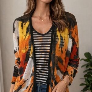 Adore Artsy Open Front Cardigan Women's Large Unique Colorful